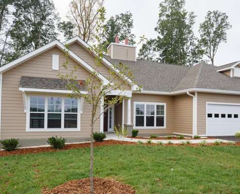 completed new home with landscaping