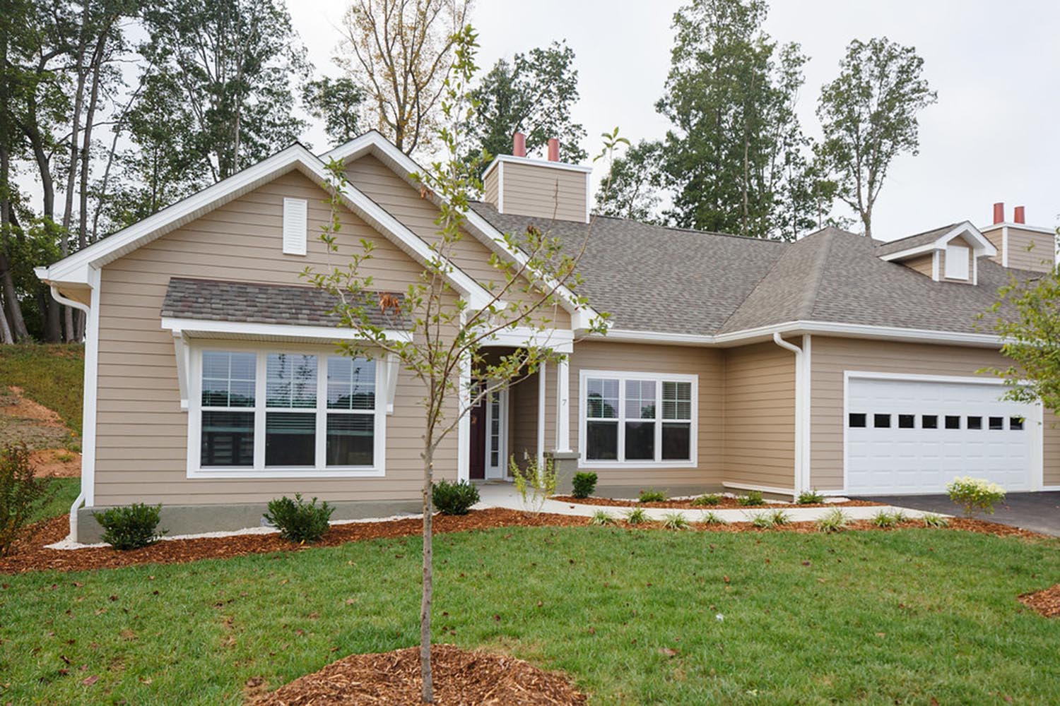 completed new home with landscaping